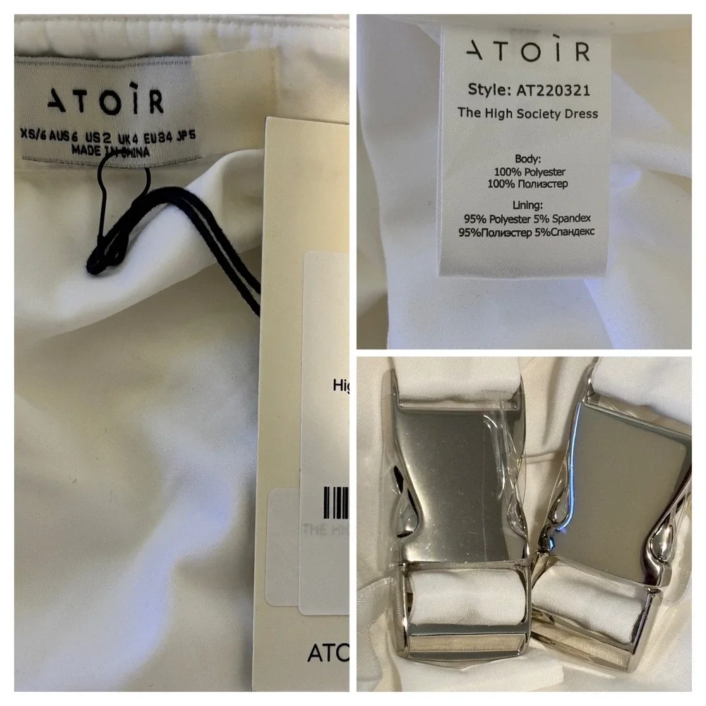NWT ATOIR High Society Dress Women XS US 2 White Cutout Buckle Mini Shirt Dress‎